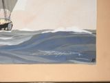 a painting of a sailboat in the ocean
