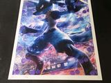 a picture of a pokemon movie poster on display in a glass case