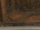 an image of a close up of a painting of a cat on a shelf