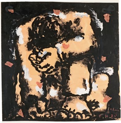 une image représentant un tableau où l'on voit un homme tenant un chat
