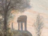 an image of a painting of a man riding a horse on a hill