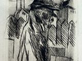 an image of a drawing of a man in a hat and coat