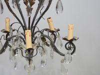 Petit lustre en fer forgé et pendeloques à cinq bras de lumi… (photo 4)
