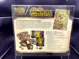 a close up of a box of pokemon trading cards on a table