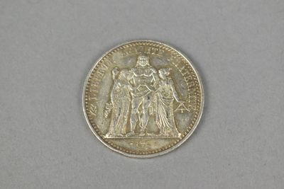 an image of a silver coin on a white surface