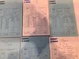 four different types of receipts are shown on a table