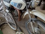 a motorcycle that is parked in a garage