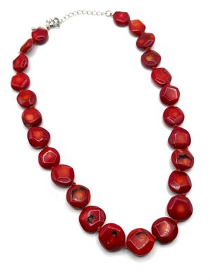 Collier en perles facettées de bambou teinté et imitation de…