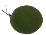 a green hat with a black cord on it