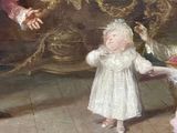 a painting of a man and a little girl in a room