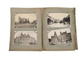 an old photo of a book with pictures of old buildings