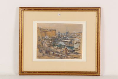 framed picture of a painting of a view of a city from a window