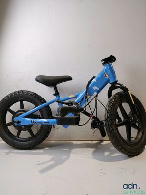 une image représentant un petit vélo bleu dans une pièce