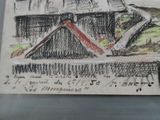 une photo d'un dessin représentant un bâtiment sur une feuille de papier