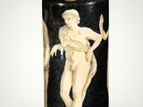 black and white vase with a picture of a nude woman on it