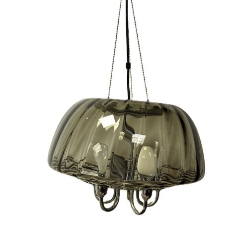 Manufacture NETTELHOFF LEUCHTEN. Suspension en verre fumé et méta