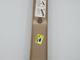 the back end of a tan plastic door handle with a blue handle
