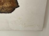 a painting of a cat that is sitting on a wall