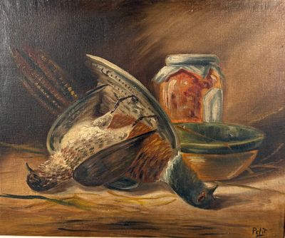 Picard Treynet ?, Trophée col Vert, huile sur toile.