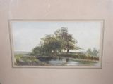 a picture of a painting of a tree by the water