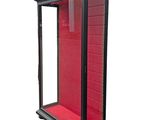 an image of a display case with a red carpet