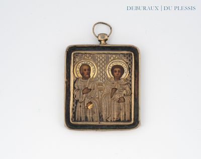 an image of a gold and black icon of three people