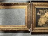 two gold frames with a picture of a man and a woman on them