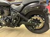 a motorcycle that is parked in a garage