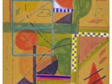 une image représentant une peinture sur une feuille de papier, avec différentes formes et couleurs