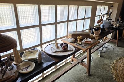 many plates of food on a table in a room