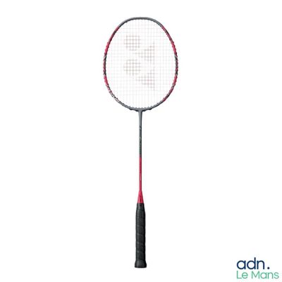 a picture of a badminton racquet with a red handle