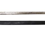 two different types of swords on a white background