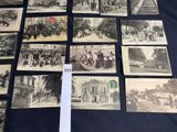 several old black and white photos of a bunch of old buildings