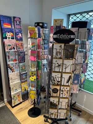 a lot of cards on display in a store