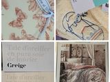 plusieurs photos différentes d'un lit sur lequel est accrochée une étiquette