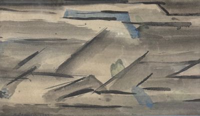une aquarelle représentant des oiseaux volant dans le ciel