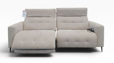 two reclining chairs with a remote control on a white background