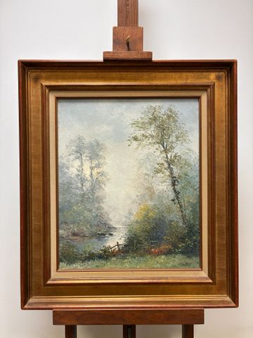 Gaston THIERY (1922-2013) : « L’Echallier ». Huile sur toile enca...
