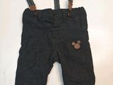 baby boy ' s overalls with suspenders and mickey mouse ears on them