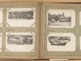 an open book with pictures of people in it