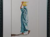 tableau représentant une femme portant un panier d'eau sur la tête