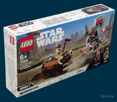 a box of lego star wars action figures on a blue background