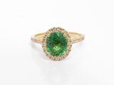 Bague en tourmaline verte et diamant