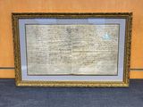 a framed document of the declaration of the united states