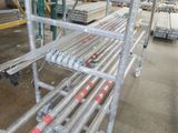 a large metal rack with many different types of pipes