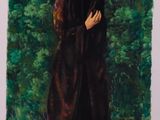 an image of a painting of a woman standing in a forest