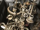 a table with a lot of silver objects on it