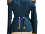 a close up of a blue jacket on a mannequin mannequin