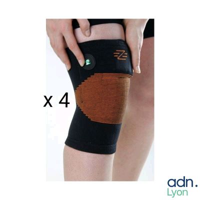 an image of a person wearing a knee brace with a patch on it