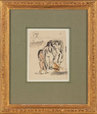 un tableau représentant deux chevaux côte à côte, dans un cadre doré